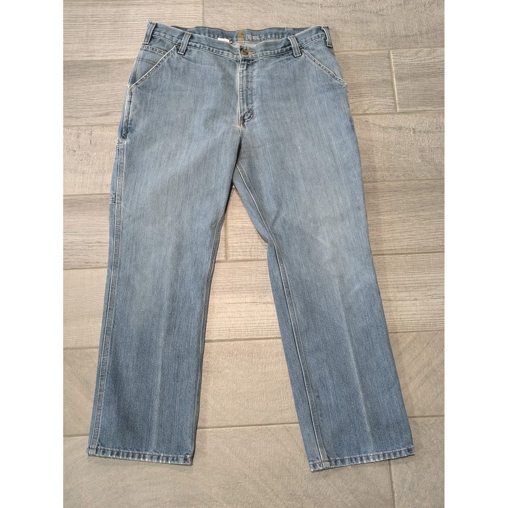 VTG Carhartt Jeans Mens 38x30 Blue Denim Relaxed Fit‎ Carpenter Distressed Y2K